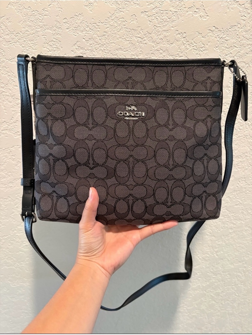 Coach Charcoal Signature Crossbody Messenger Bag